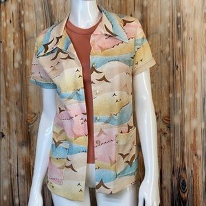 Vintage 1970s Beachy Bird Shirt Set